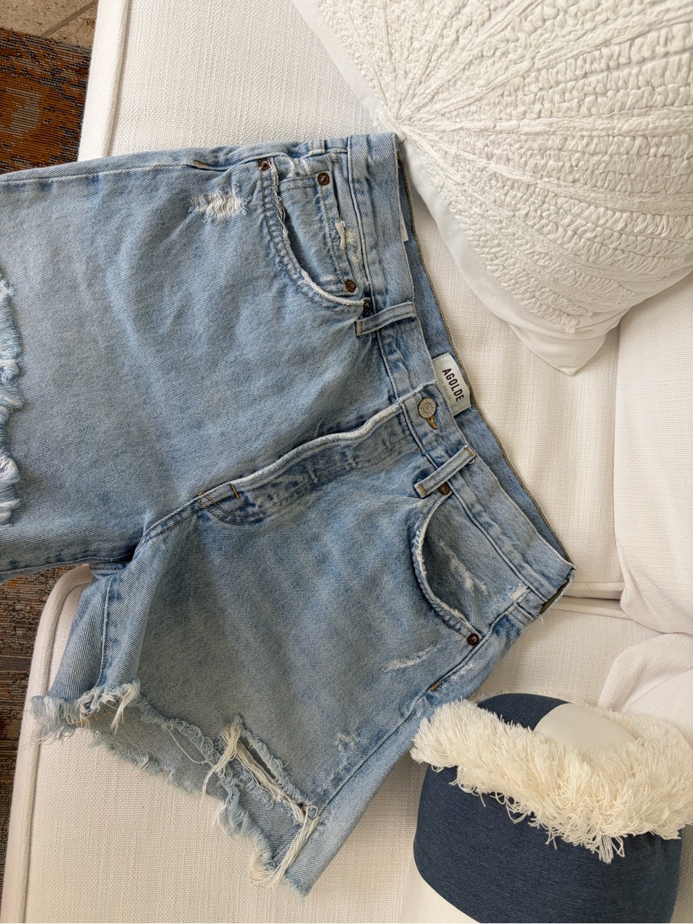 Agolde Light Blue Denim Shorts